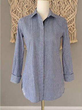 J. Crew Blue and White Pinstripe Button-Down Shirt